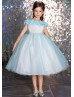 Floral Neckline Tulle Flower Girl Dress